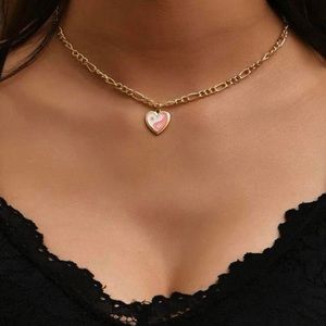 Pink ying yang heart necklace